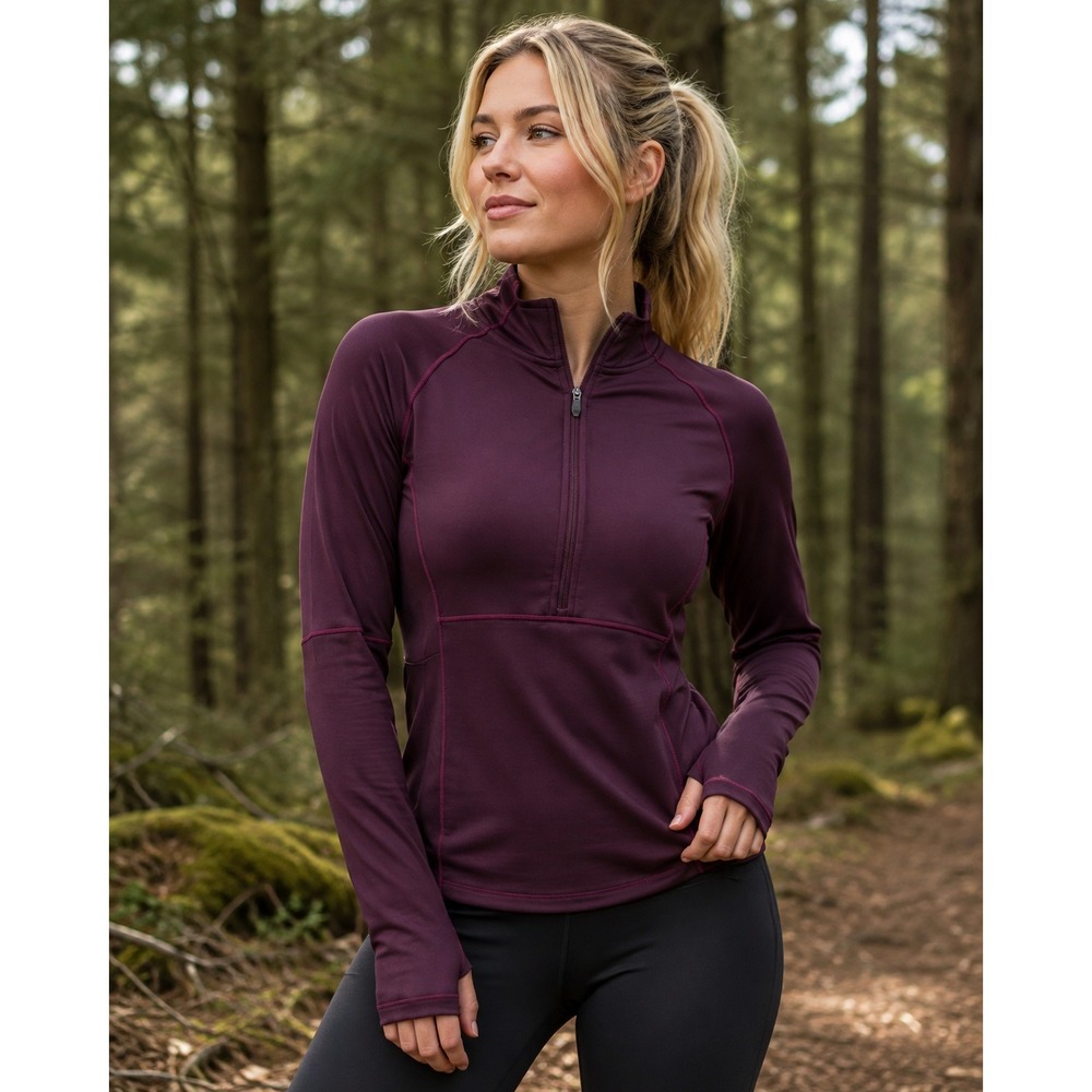 Columbia Quarter Zip Pullover Burgundy Long Sleeve Activewear Top Women